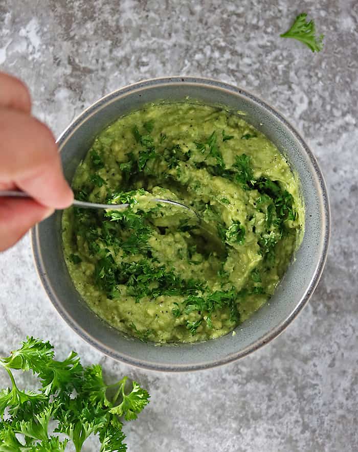 Overhead photo of Avocado Dressing