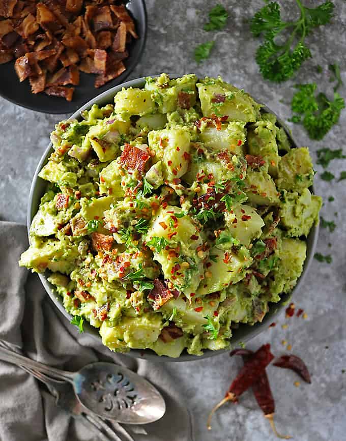 Easy Potatp Bacon Salad with avocado dressing