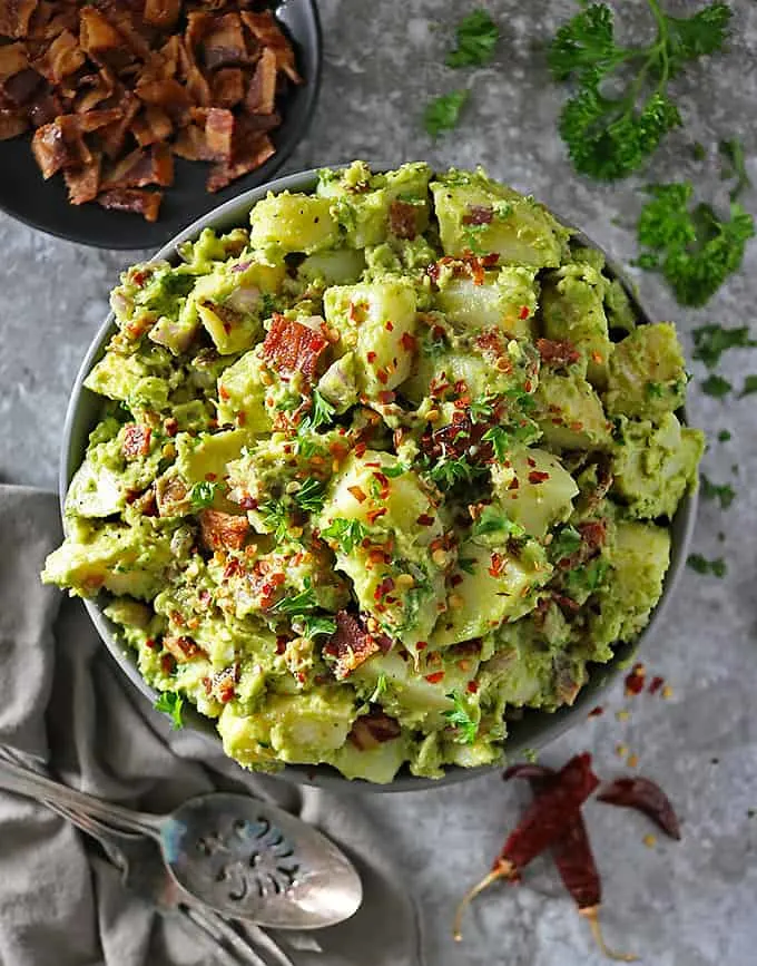 Easy Potatp Bacon Salad with avocado dressing