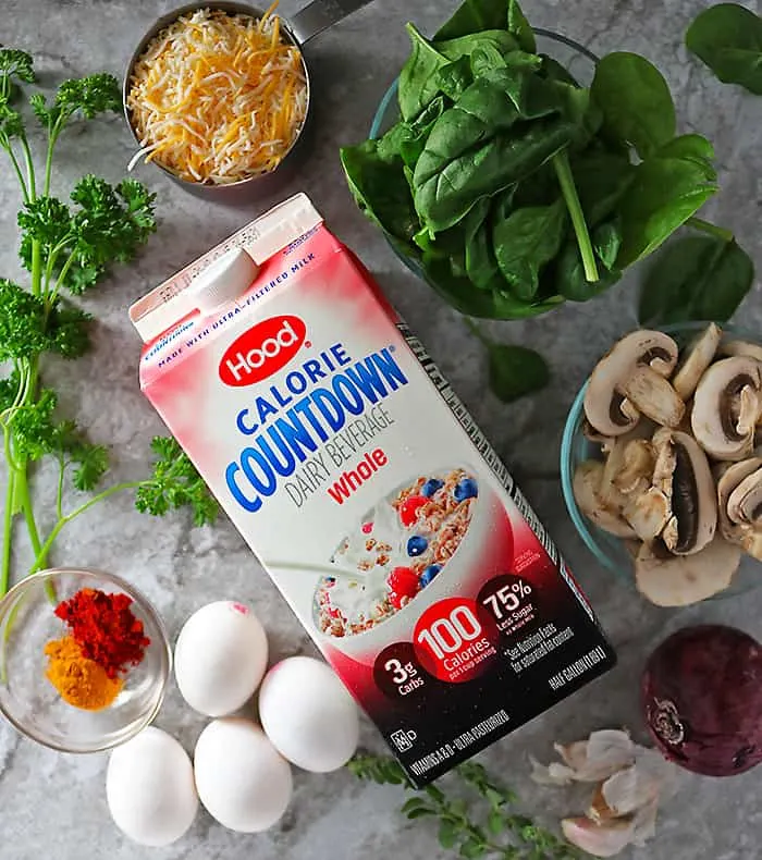 Hood Calorie Countdown and other Ingredients to make spinach mushroom bake