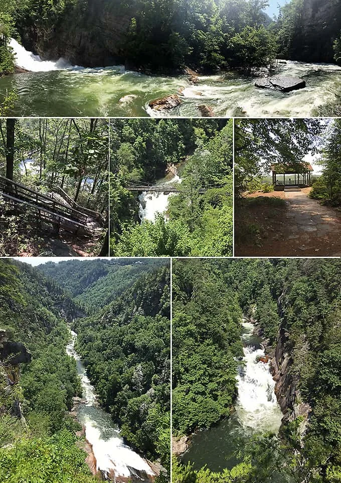 Collage of views of Tallulah Gorge