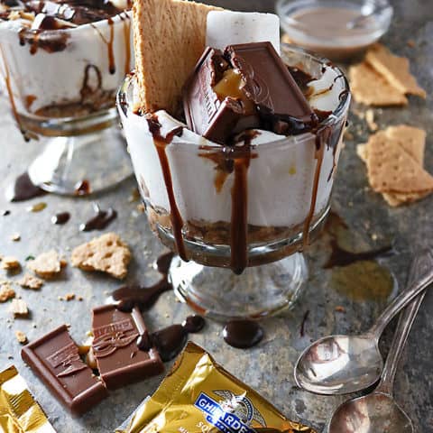 Bowl with Caramel Chocolate Microwave S'mores