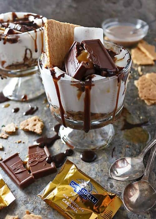 Indulgent Chocolate Caramel Microwave S’mores Trifle