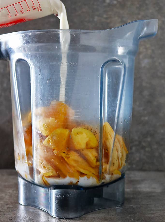 Mango and Jackfruit in Blender with milk