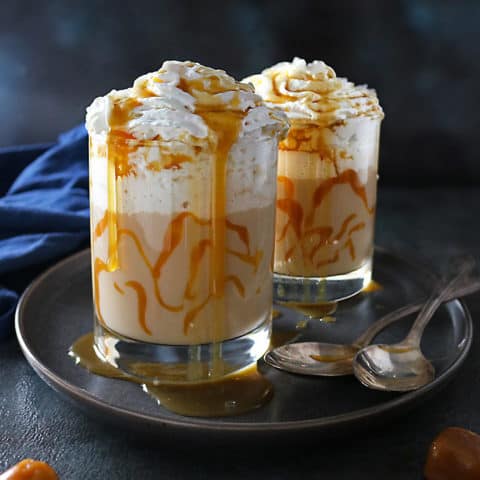 Glasses with Iced Bourbon Salted Caramel Latte