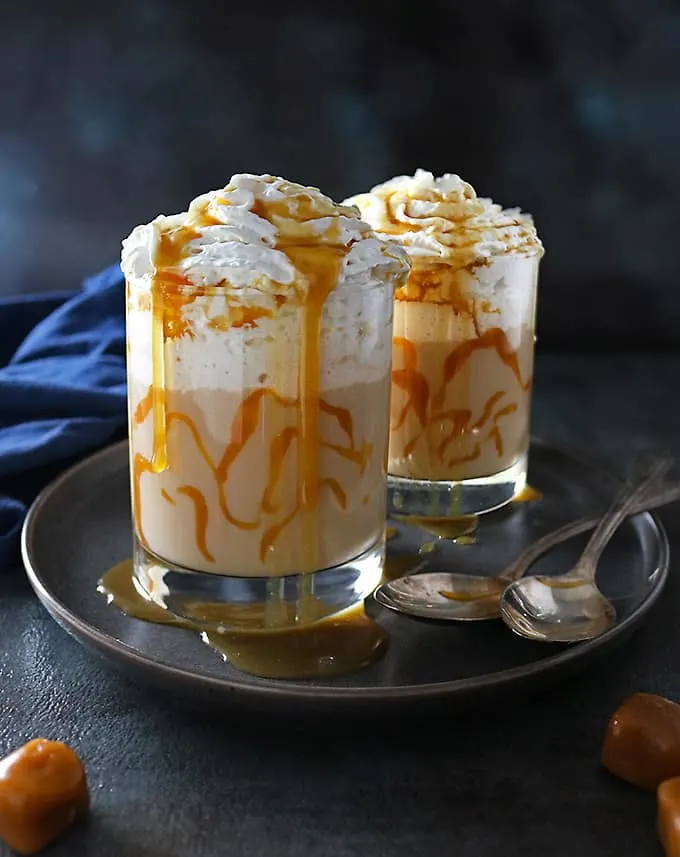 Glasses with Iced Bourbon Salted Caramel Latte
