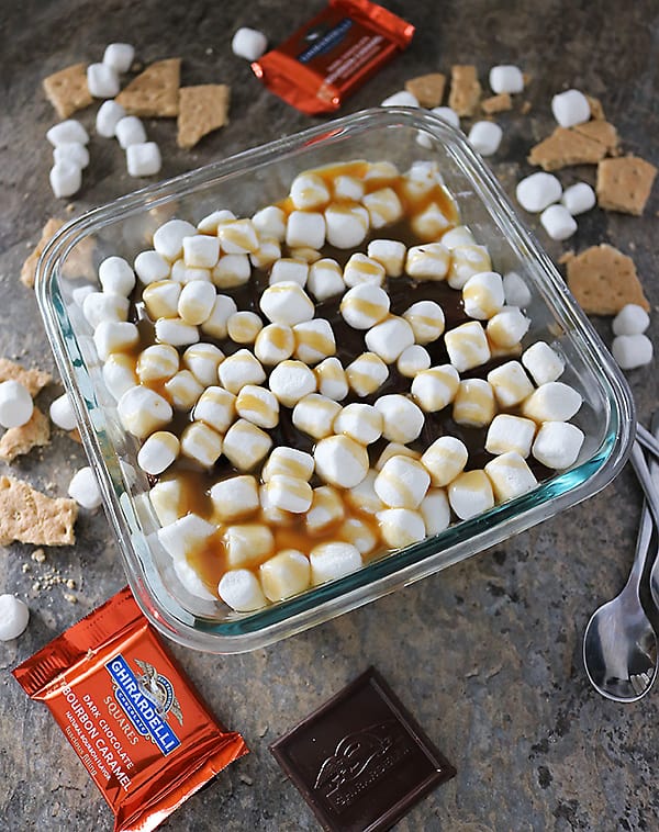 Bourbon Caramel S'mores in the microwave