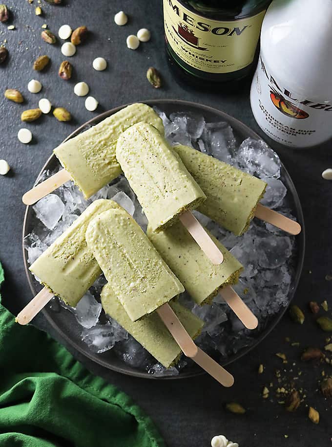 Image of Pistachio White Chocolate Rum Popsicles