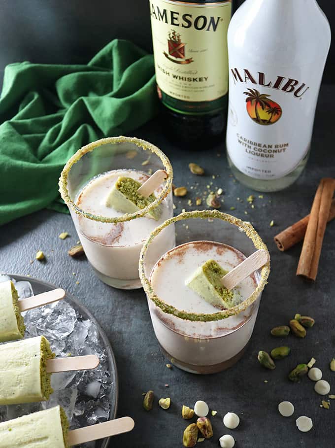 Photo of Pistachio White Chocolate Rum Popsicles In Rum Whisky Milk Cocktail