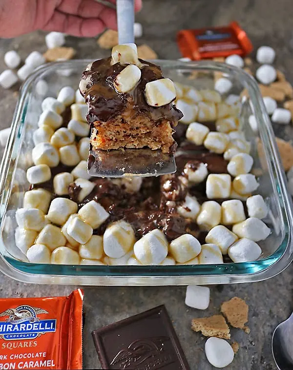 Easy Bourbon Caramel S'mores from the microwave