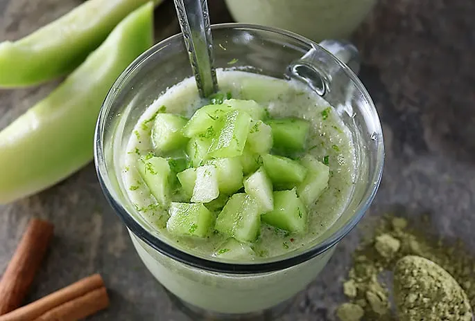 Close up of Honeydew Matcha Smoothie