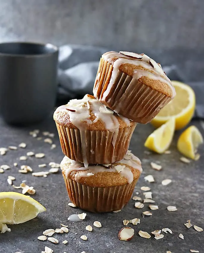 Stack of three Lemon Muffins Gluten Free