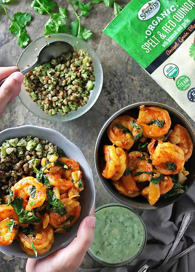 Photo of Spicy Spinach Shrimp Ancient Grains Bowls