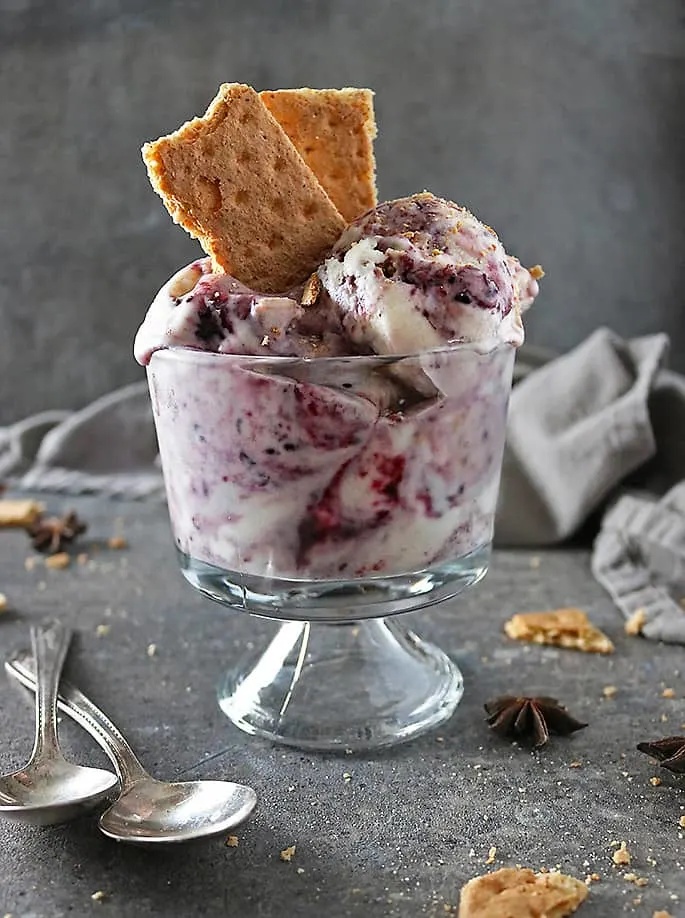 Vegan Marionberry Ice Cream with star anise