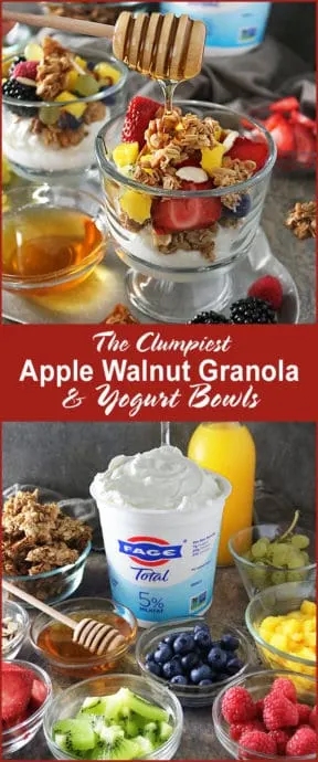 Pin Clumpiest Apple walnut Granola And Fage Greek Yogurt Bowls #ad #FAGEYourWay @FAGE