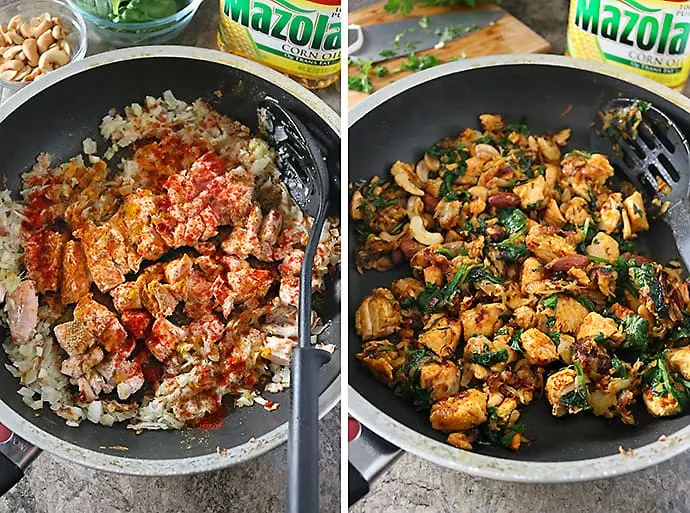 Collage of steps to Making-Salmon-Hash