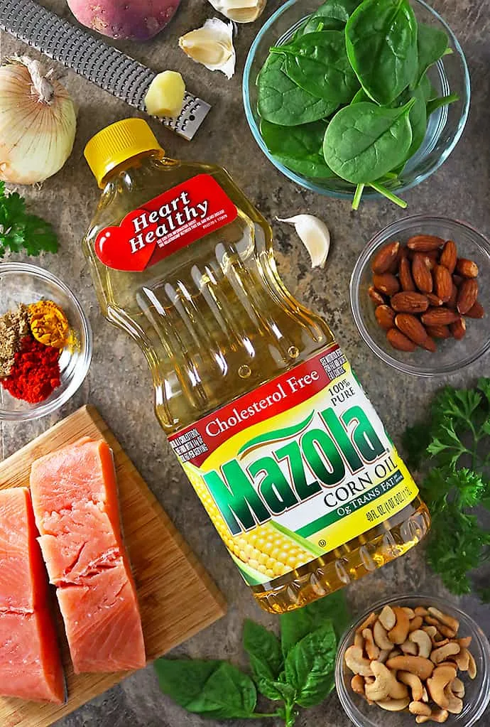 Photo of Mazola Corn Oil And Ingredients For Salmon Hash
