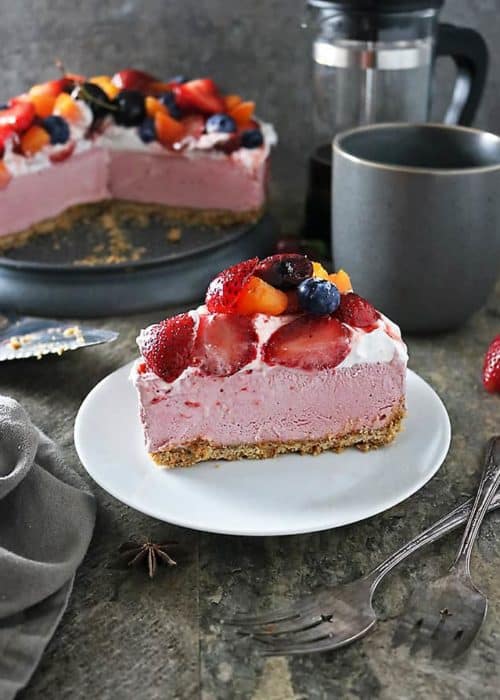Vegan No Bake Star Anise Strawberry Cashew Cake