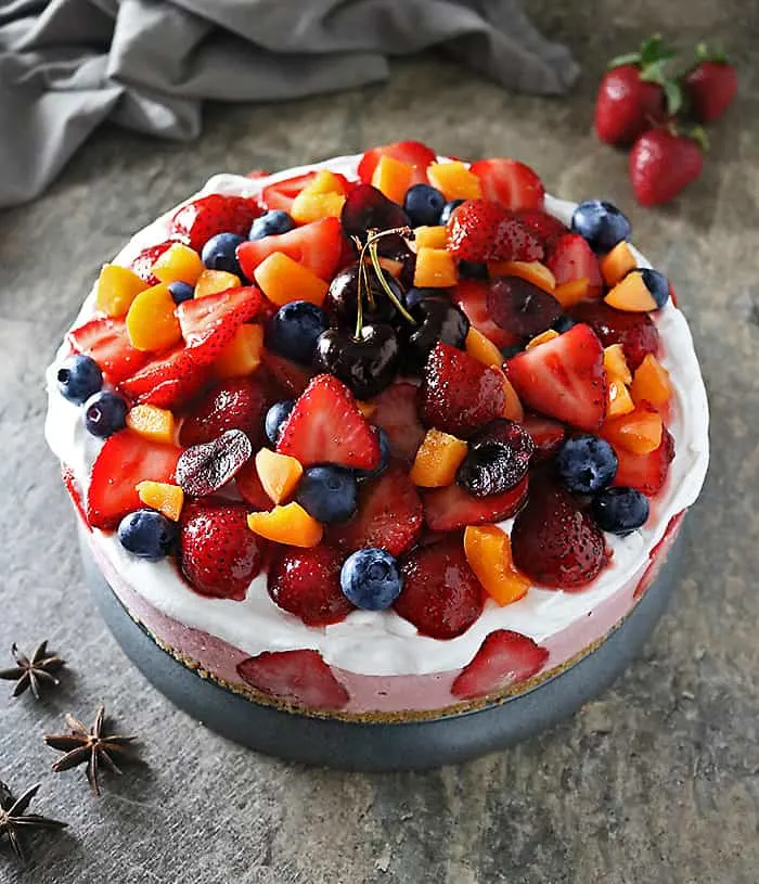 Photo of No Bake Strawberry Cashew Cake