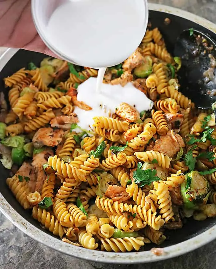 Salmon Pasta Saute With Coconut Milk Photo