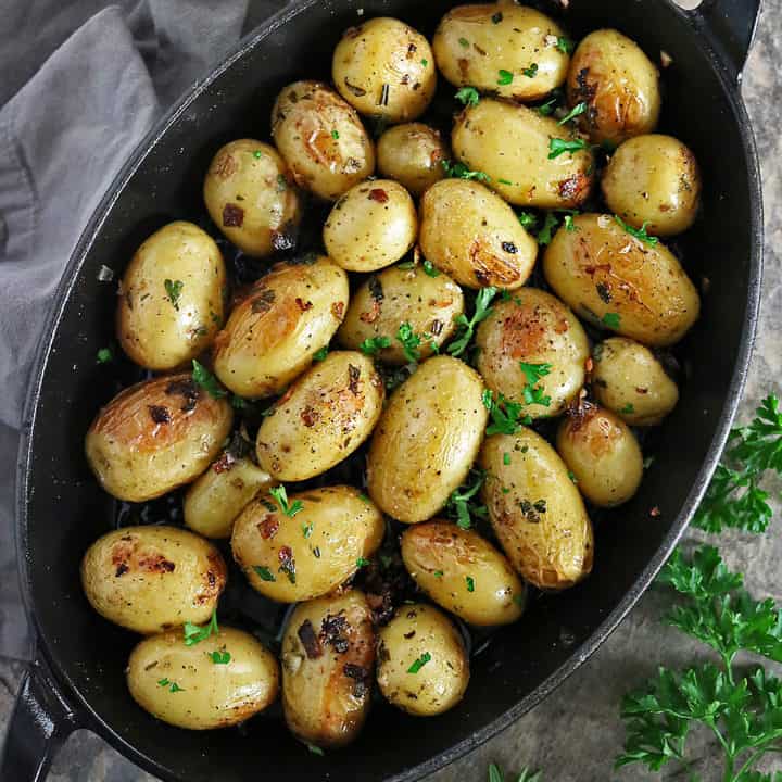 Cast Iron Garlic Herb Potatoes Recipe Savory Spin 