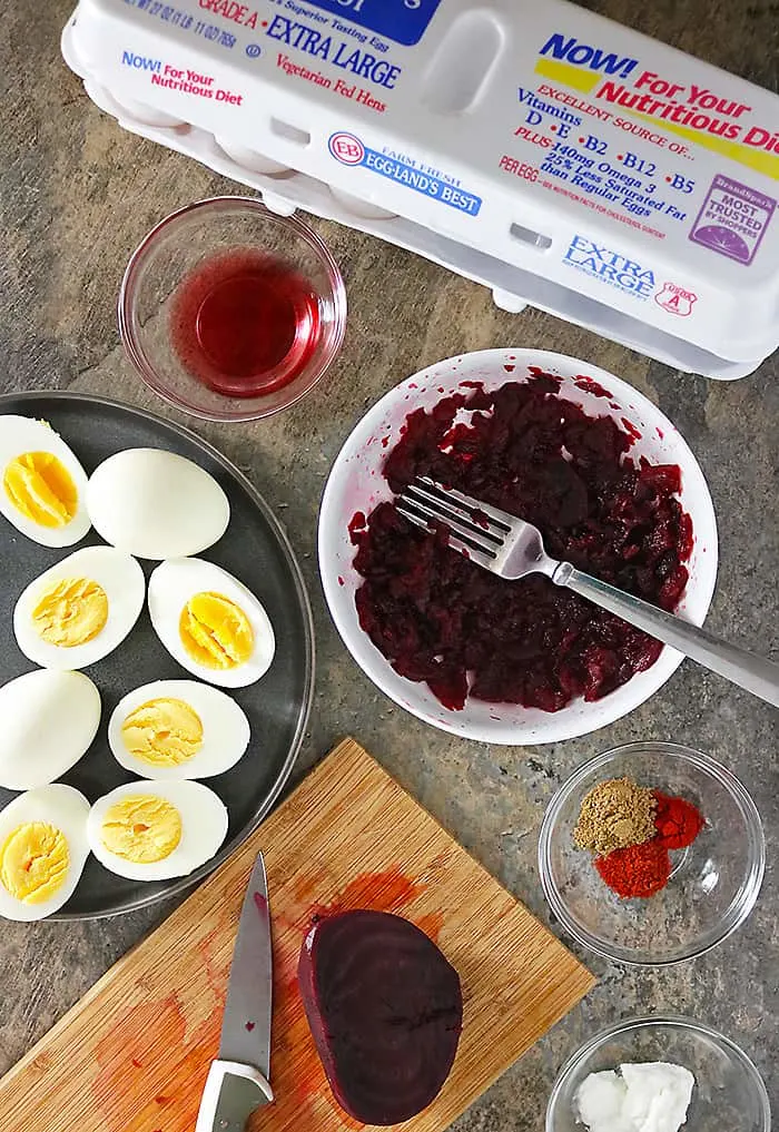 Photo of Ingredients for Making Beet Deviled Eggs