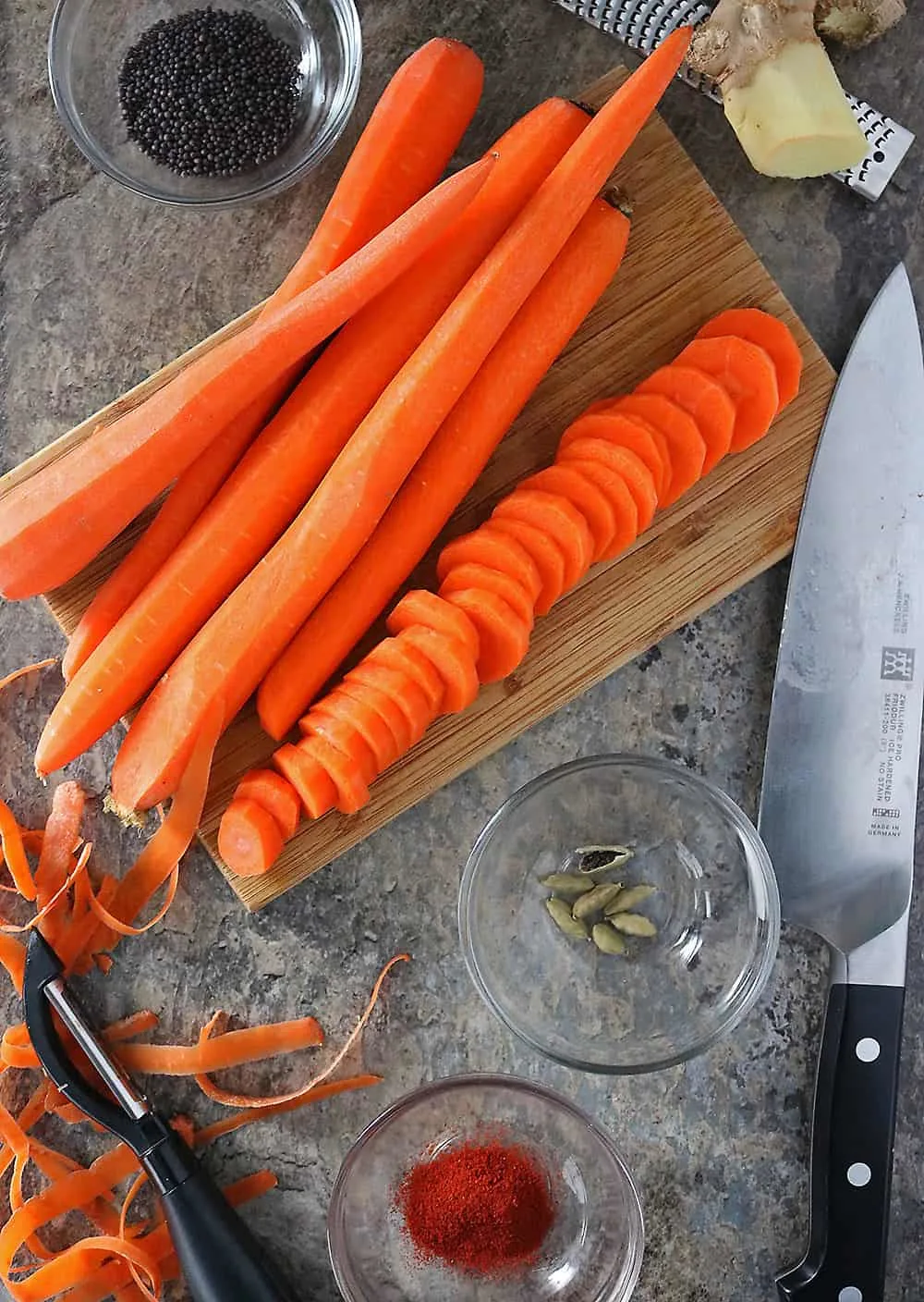 Ingredients To Make Ginger Cardamom Carrots Photo