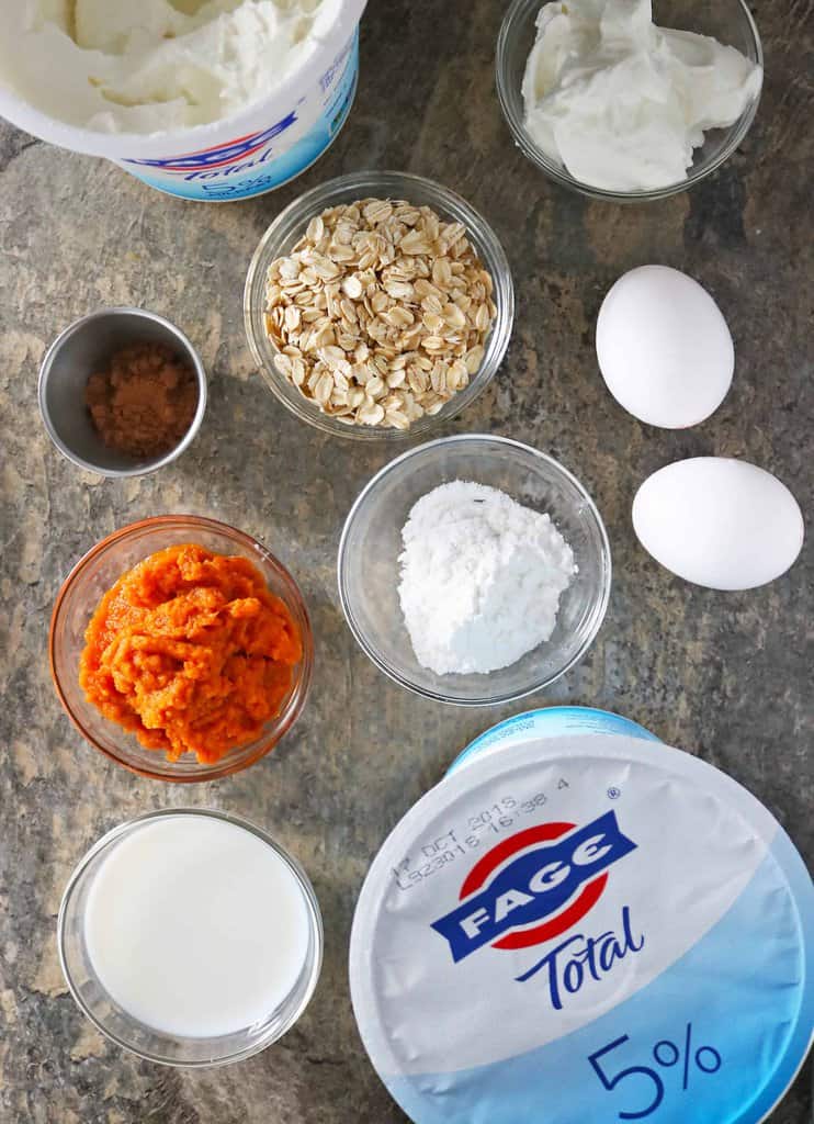 Ingredients to make Pumpkin Yogurt Pancakes Photo