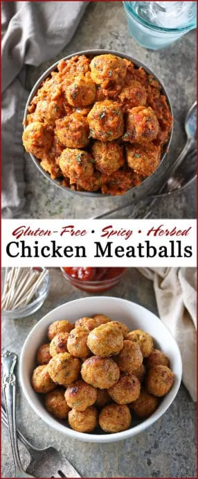Image of these Perfect for the holidays, these Gluten-free, Spicy Chicken Meatballs are so easy to make and are delicious dipped in your favorite sauce or dropped into a curry.