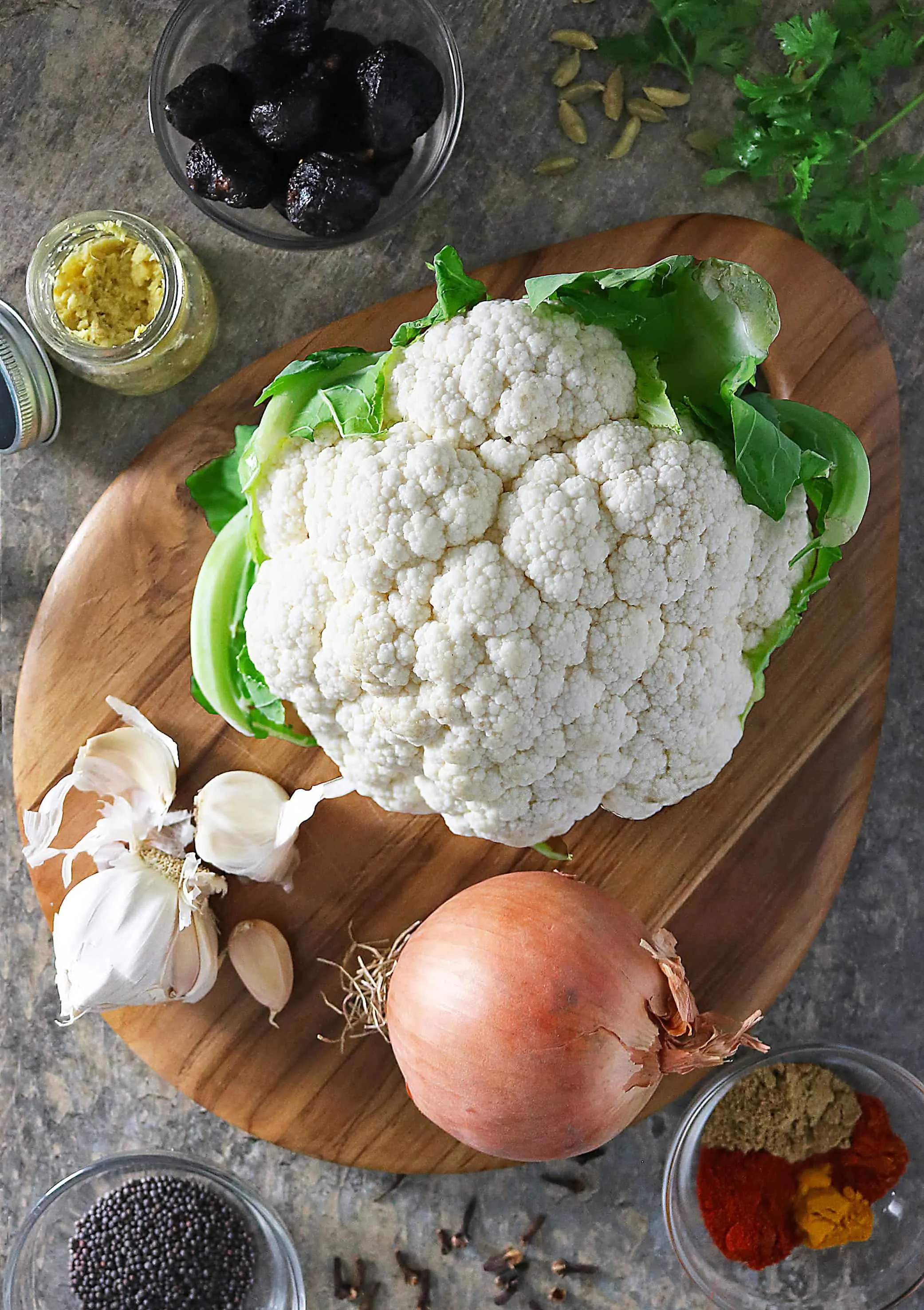 Ingredients to make Spicy Cauliflower Photo