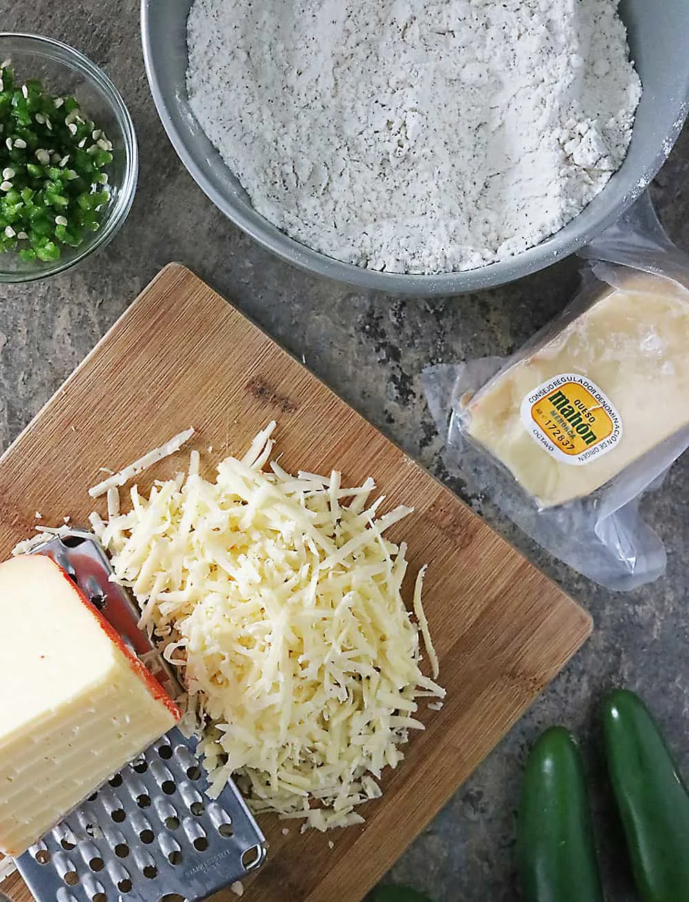 Photo Ingredients For Jalapeno Cheese Crackers With Mahon Cheese