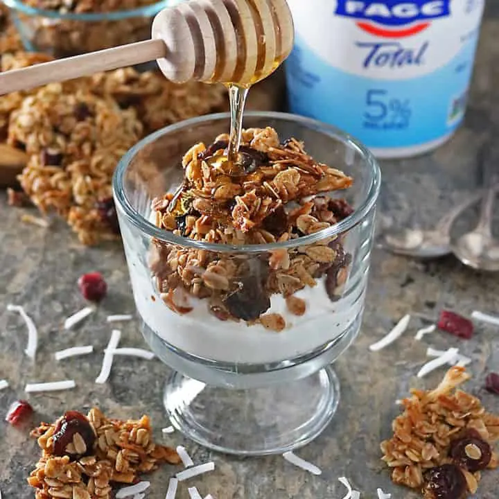 Cranberry Coconut Granola with Yogurt Bowl to get your new year healthy goals started!