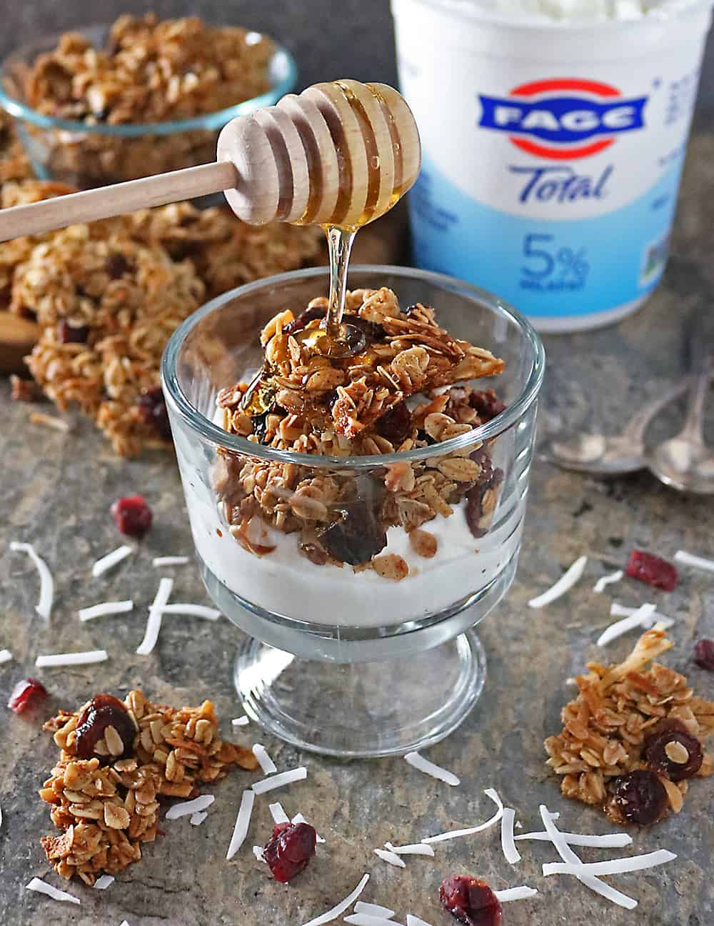 Cranberry Coconut Granola with Yogurt Bowl to get your new year healthy goals started!