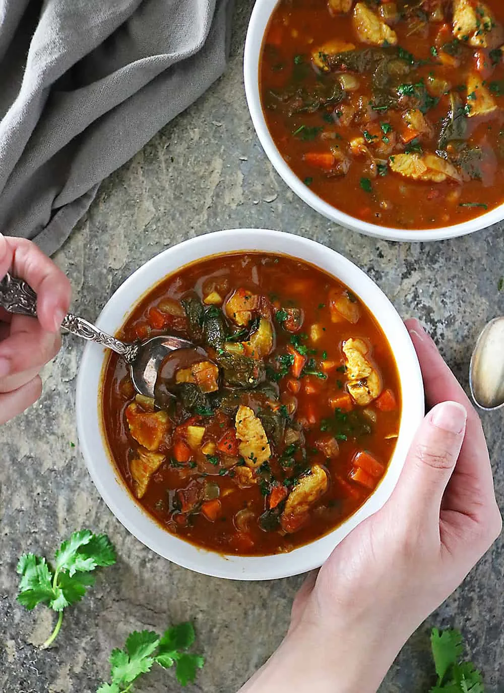 Hearty Turkey Spinach Soup For Dinner Photo