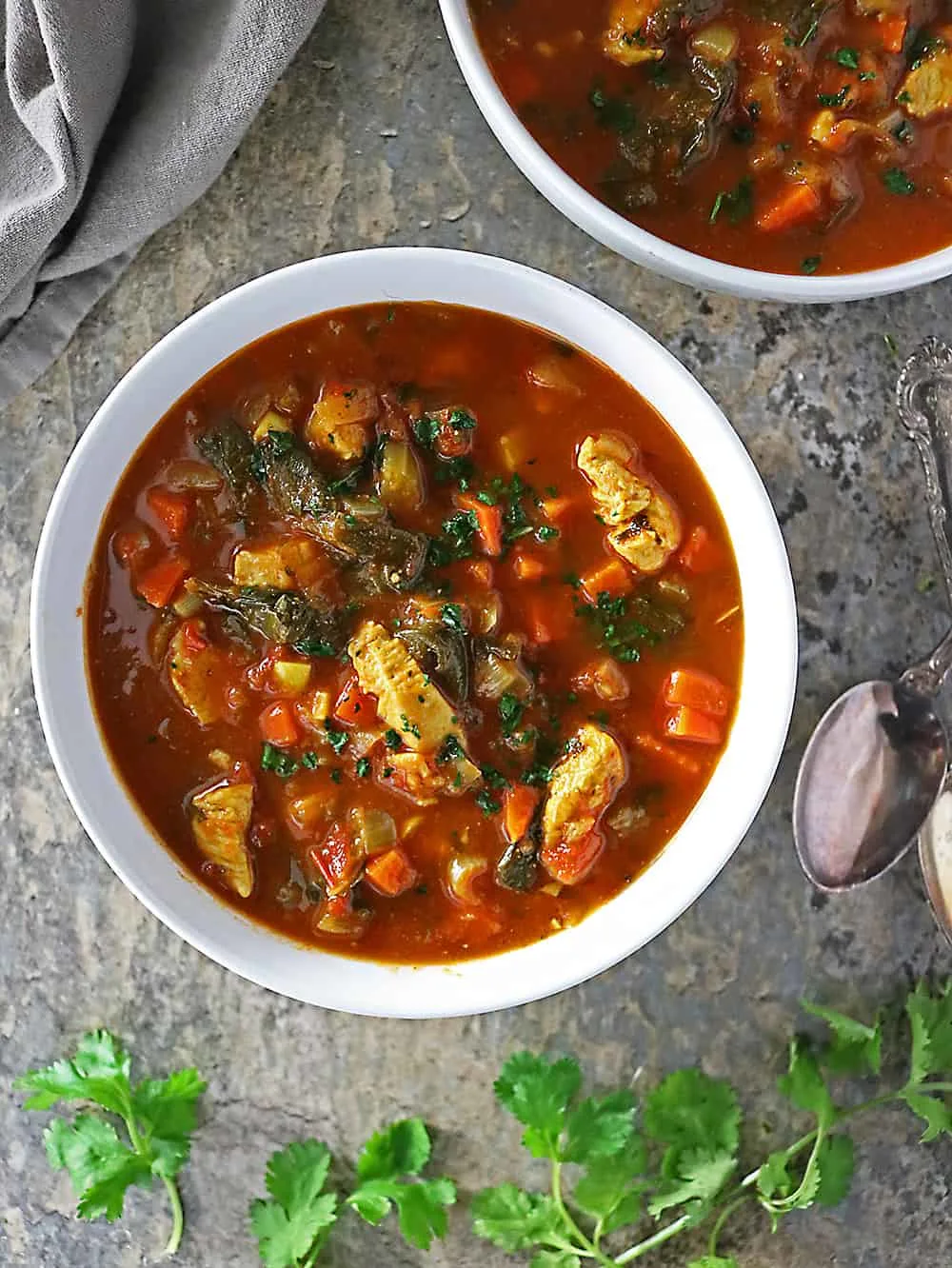 Hearty Chunky Turkey Spinach Soup With Bone Broth Photo