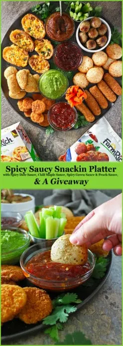 #AD Shop @Walmart and make @FarmRichSnacks your #HomegatingHero with this Spicy Saucy Snackin’ Platter featuring Spicy Chili Maple Sauce, Spicy Peach Sauce, Spicy Green Sauce, and, Spicy Date Sauce for your homegating party or casual get-togethers!! (entire blog post link)