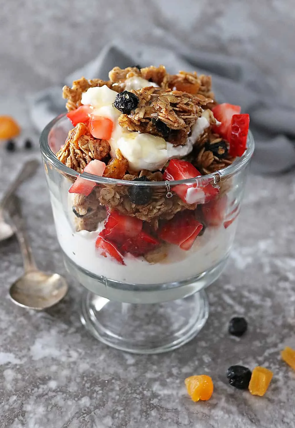 Blueberry Apricot Granola And Fage Greek Yogurt for hectic mornings!
