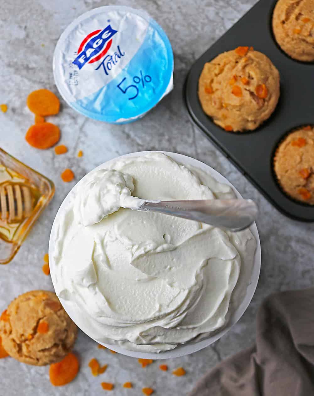 Delicious Creamy FAGE in Apricot Yogurt Muffins
