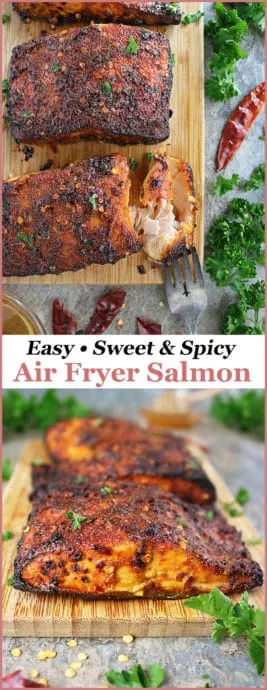 Chili and honey intertwine deliciously in this crispy, Easy Sweet Spicy Air Fryer Salmon recipe