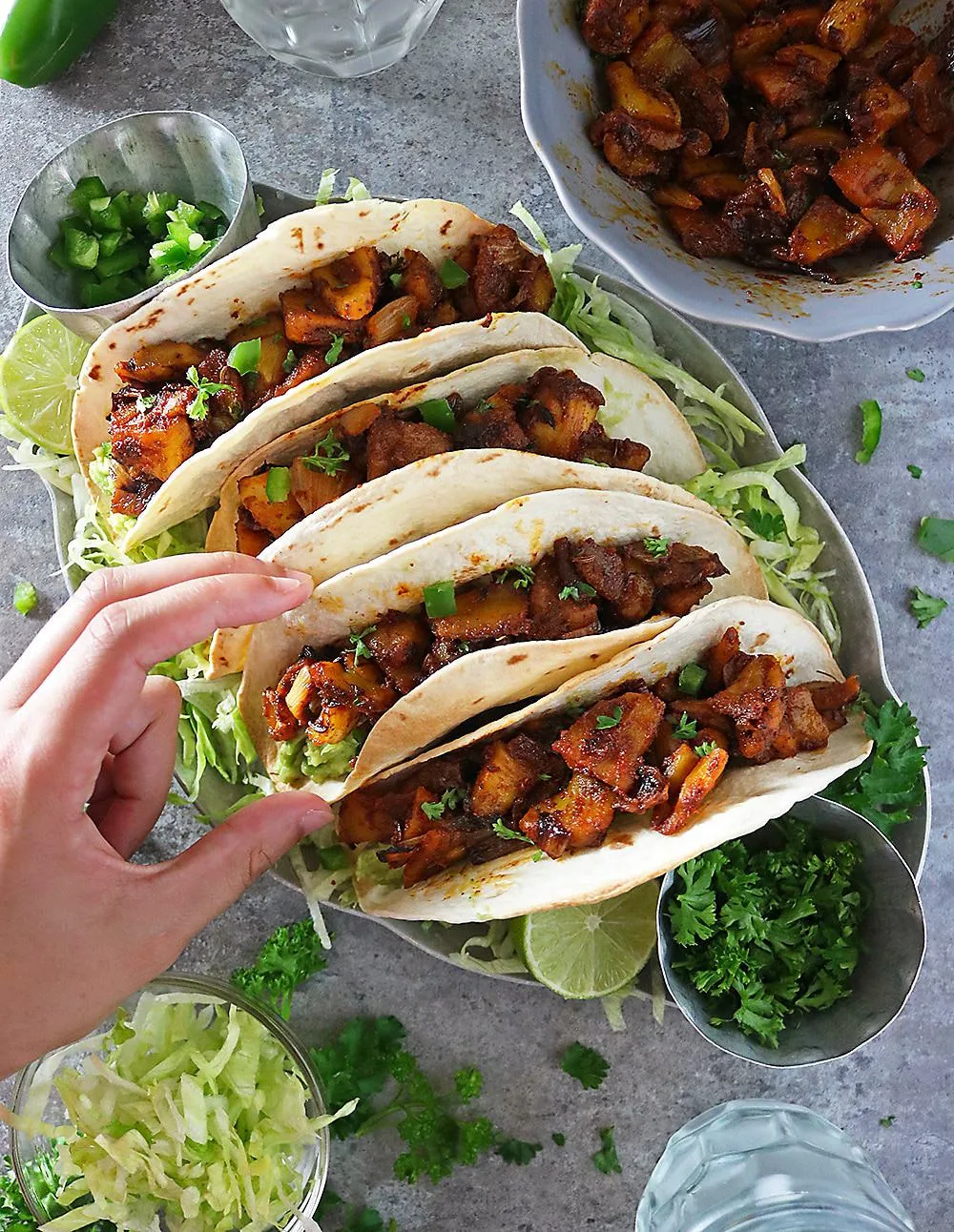 Delicious, spice-filled, Jackfruit Tacos Make for a welcome vegan meal.