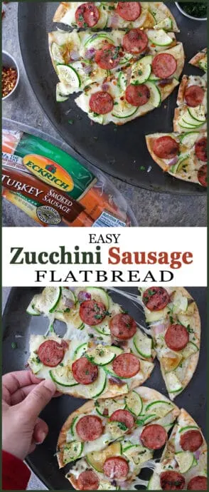 #ad After tasting this Easy Zucchini Sausage Flatbread, my daughter suggests we start a family tradition of Flatbread Friday ~ check out the recipe and let me know if you will be joining us? #EckrichMeats  #RebelWithoutACookbook  @EckrichMeats