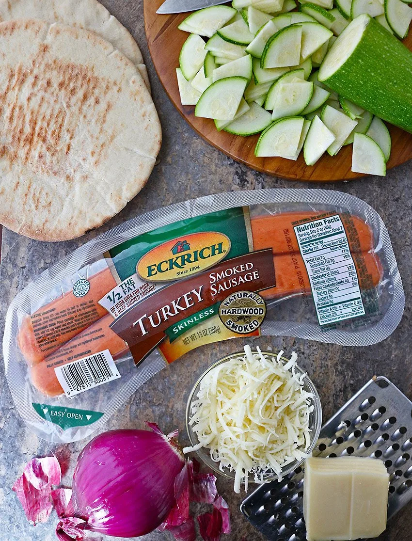 Eckrich Smoked Turkey Sausage And Other  Ingredients to make flatbreads