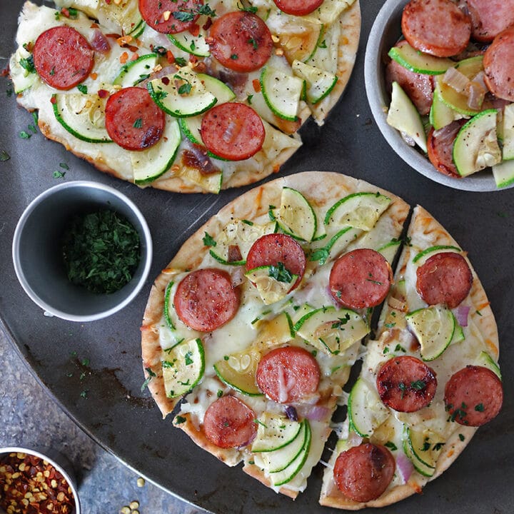 So Tasty Easy Zucchini Sausage Flatbread