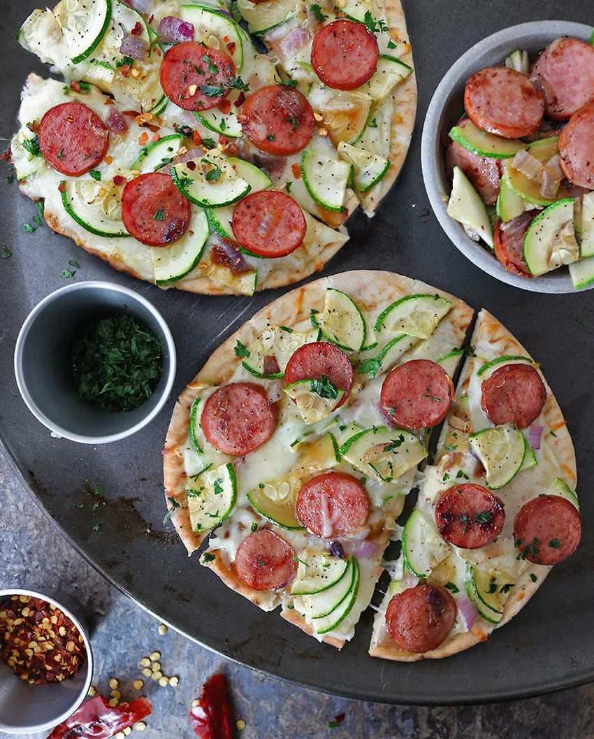 So Tasty Easy Zucchini Sausage Flatbread