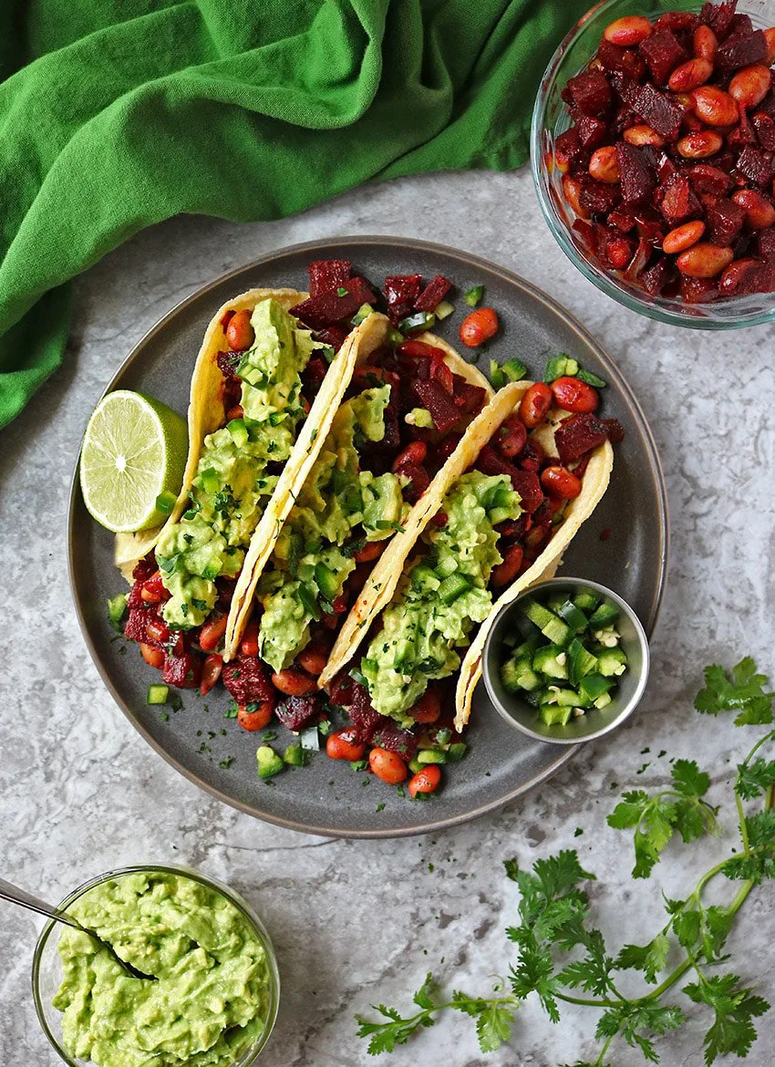 Easy Beetroot Bean Tacos