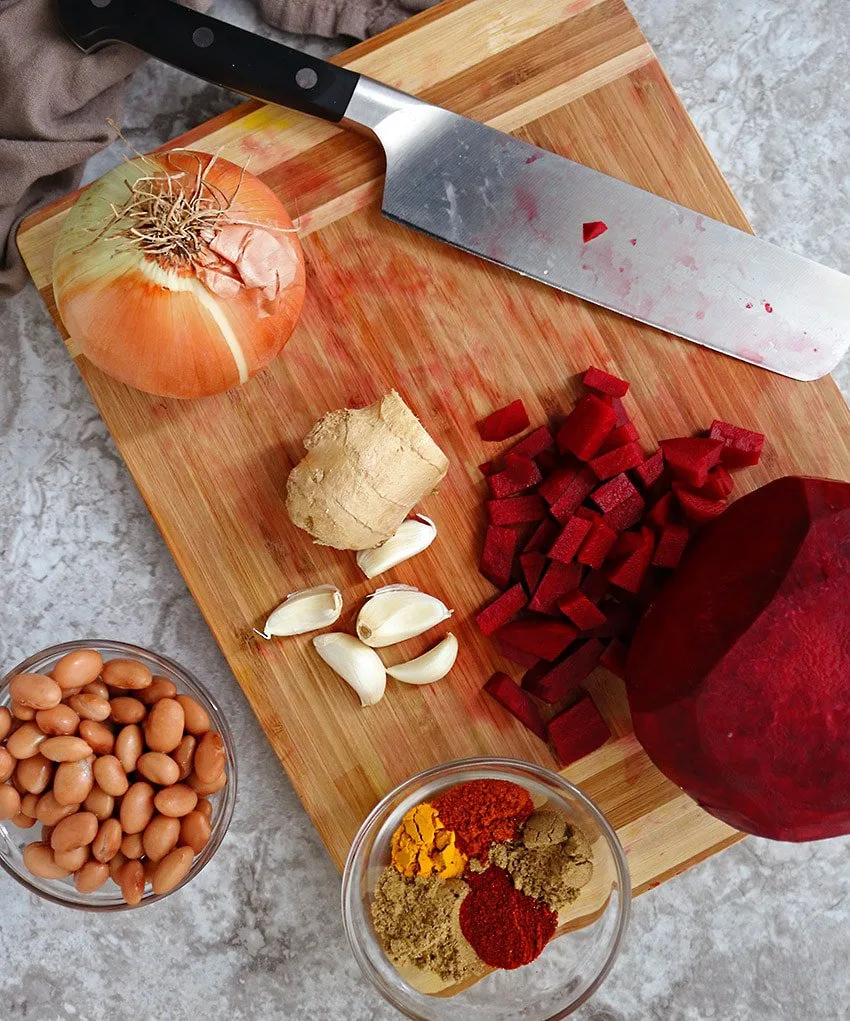 Ingredients To Make Messy HeartBeet Bean Tacos