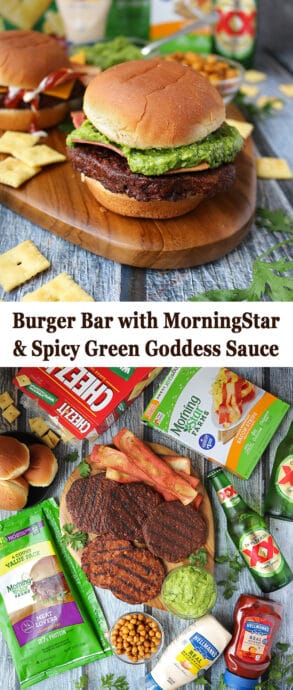This summer, add a tasty and spicy spin to your backyard burger bar with this nutritious and tasty, Spicy Green Goddess Sauce ~ it is delicious slathered on burgers as well as a dipping sauce for fries.