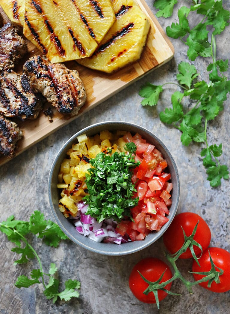 Grilled Pork and Grilled Pineapple Salsa Dinner Recipe