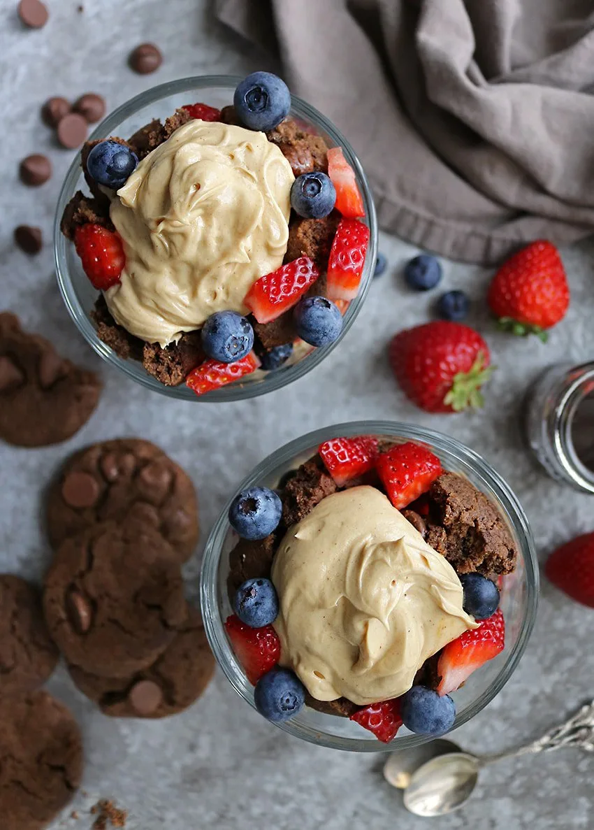 Gluten Free Grain Free Peanut Butter Chocolate Cookie Trifles