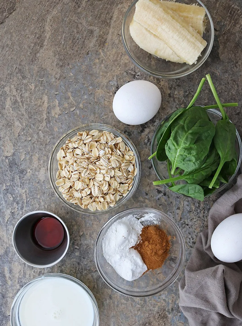 Ingredients For Oatmeal Green Smoothie Pancakes Photo